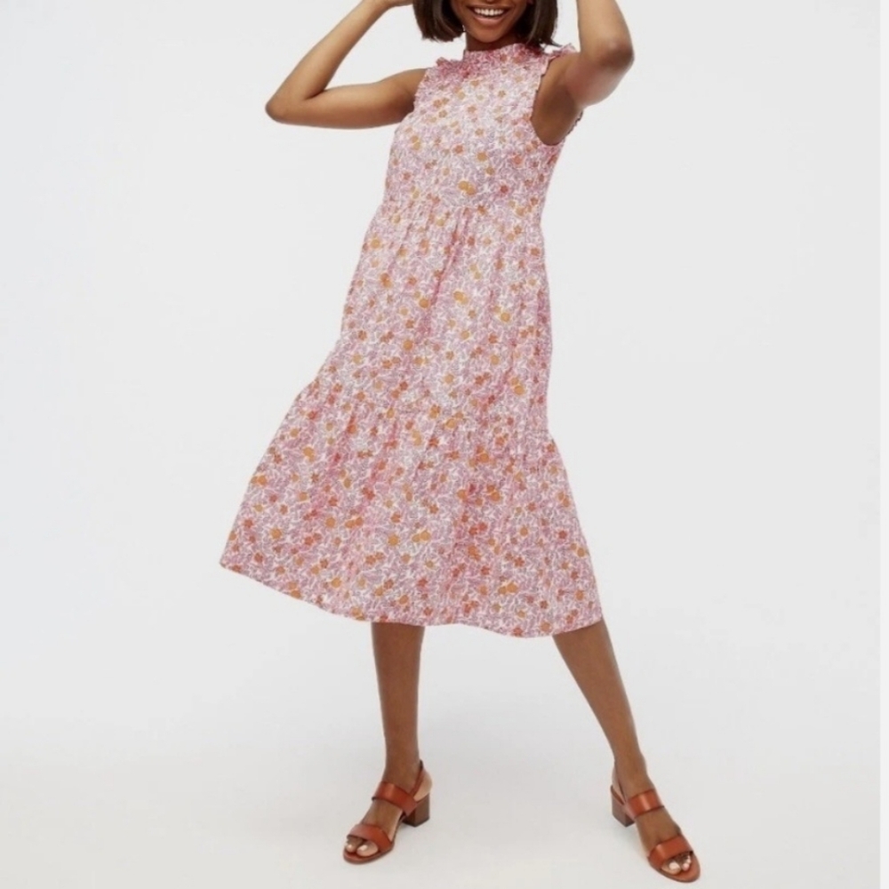 J. Crew Re-Imagined Floral Tiered Ruffle Sleeveless Midi Dress - 8 - Picture 2 of 15